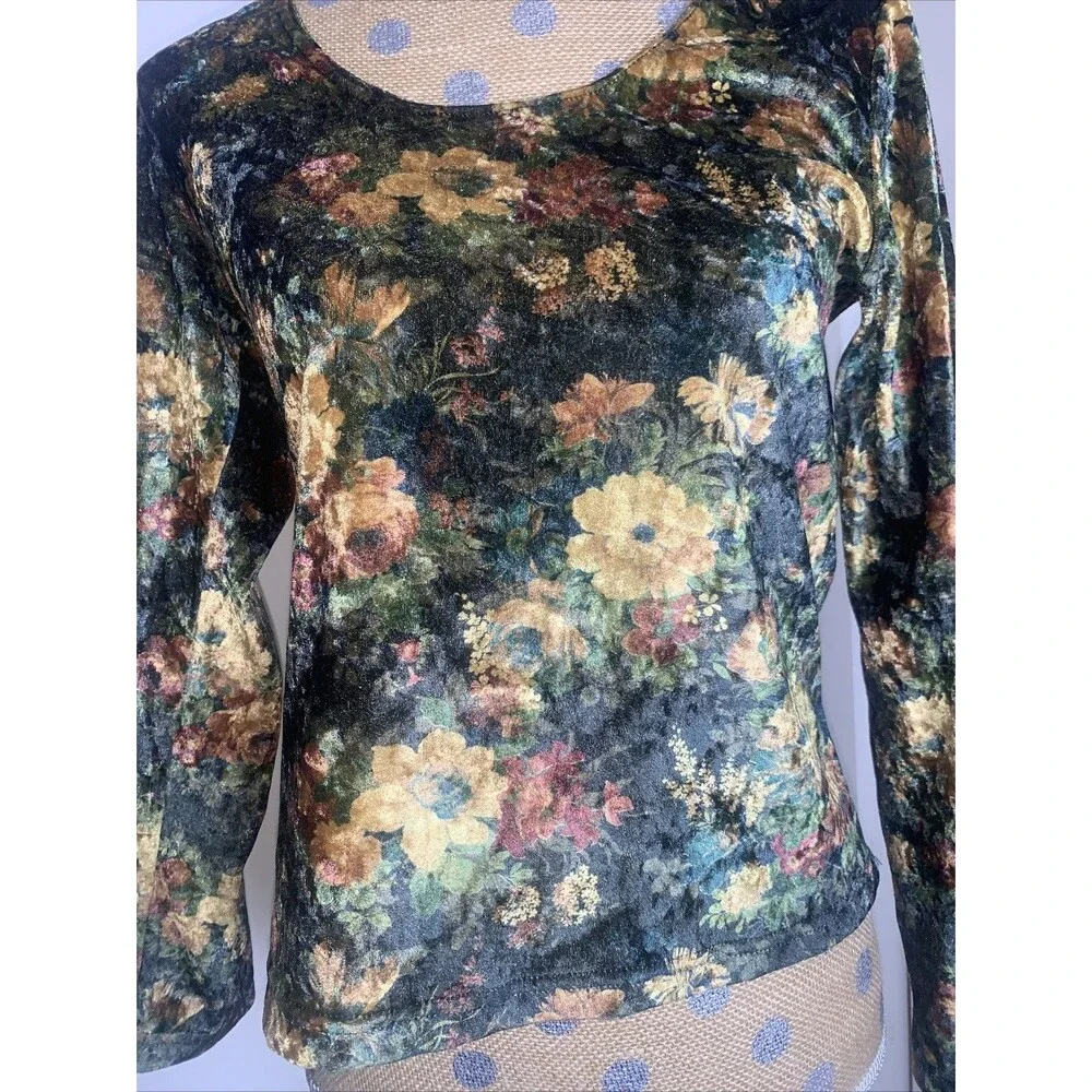 VtG Velvet Top Floral Small Dark Fairy Goblincore Whimsigoth Forest Earth Boho - Picture 5 of 11